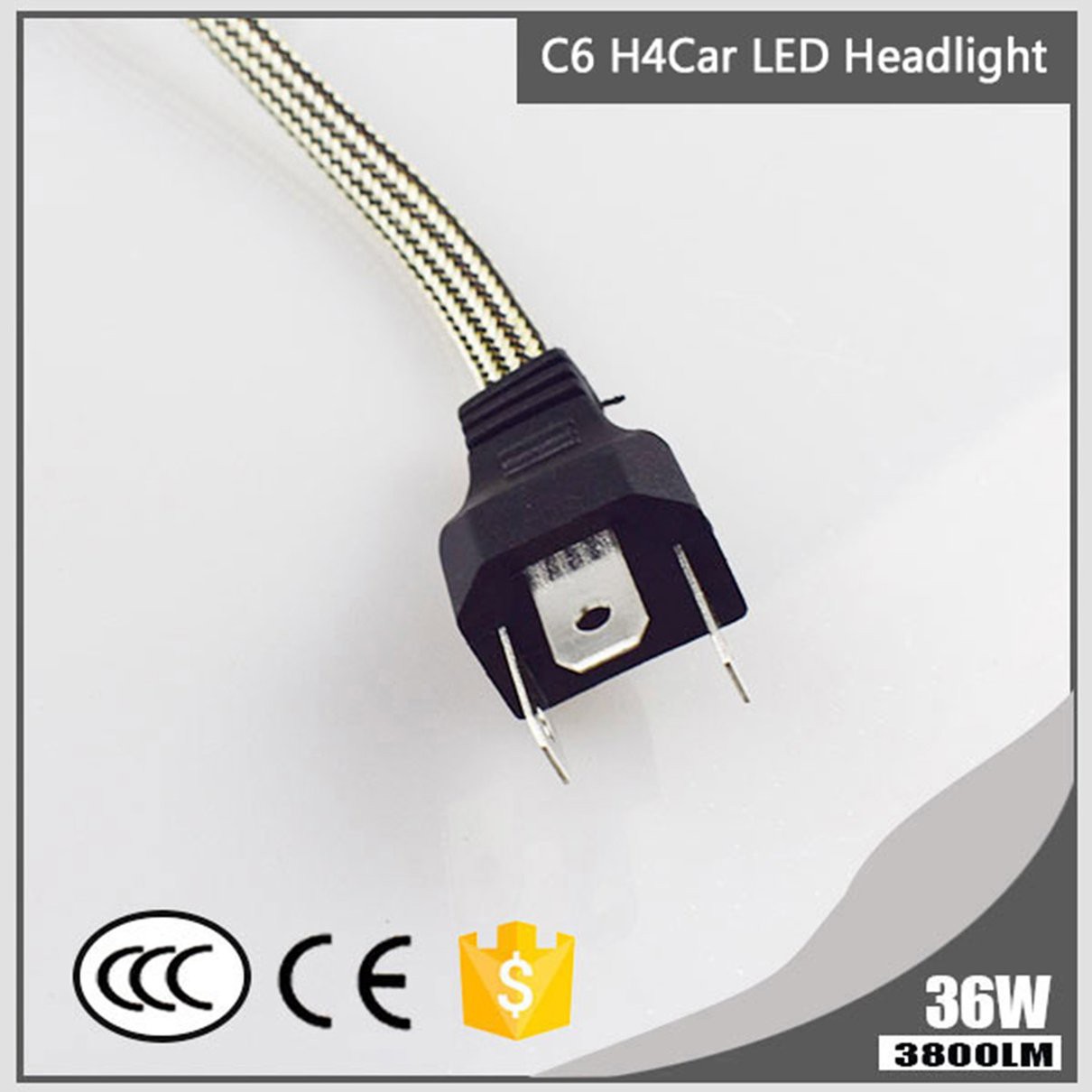 2 Đèn Pha Led 6000k 36w 3800lm C6 Cho Xe Hơi