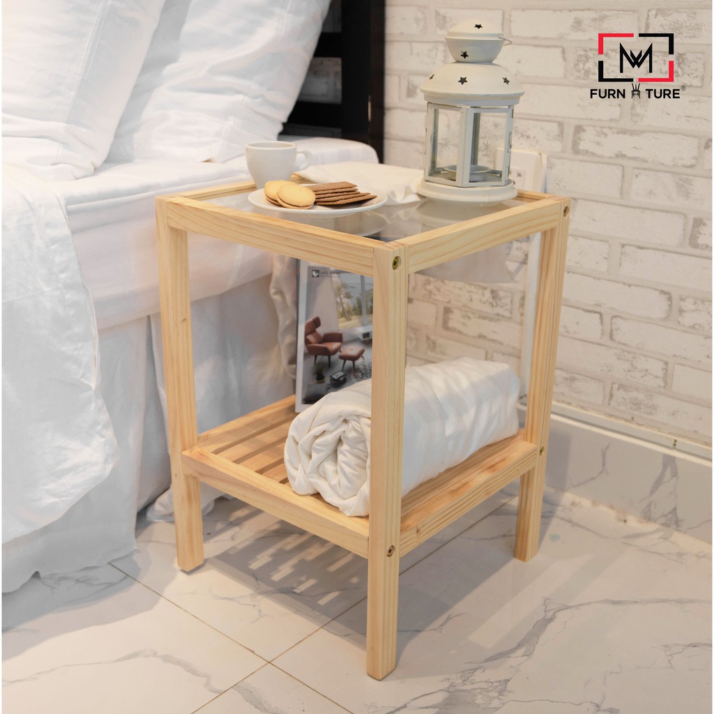 KỆ KÍNH ĐẦU GIƯỜNG - KỆ GỖ TRANG TRÍ - GLASS SHELF - NATURAL