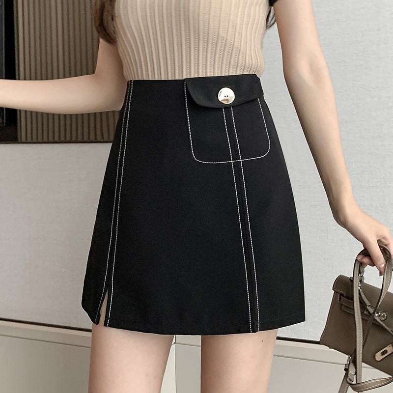 [Mã FAMANU82 giảm 10% đơn 0đ] Chân Váy A túi lệch xẻ đùi THUS, Váy ngắn nữ lưng cao khóa sau viền chỉ nổi hottrend | BigBuy360 - bigbuy360.vn