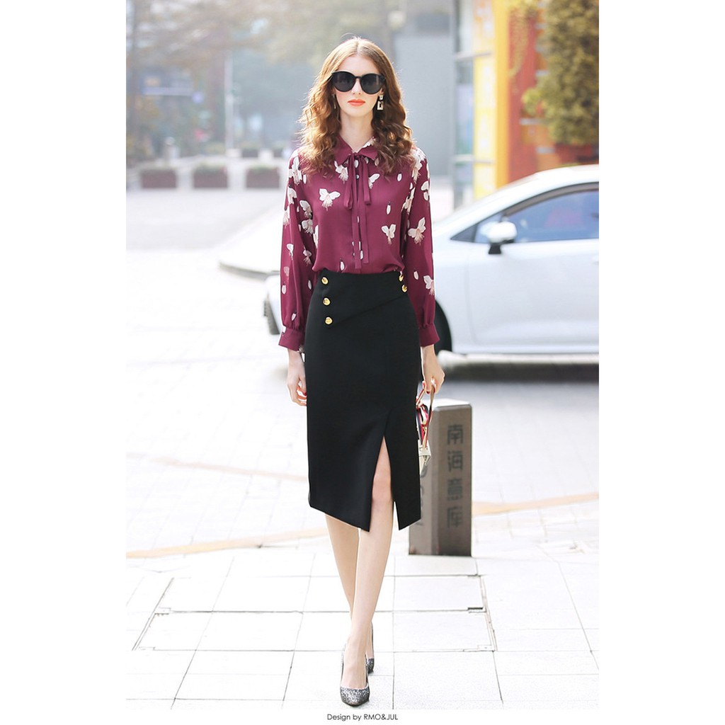 Chân Váy Nữ Thiết Kế Cao Cấp VNXK CV43 - Chân Váy Chữ A Tuyết Mưa Đáp Lệch 5 Cúc Sang Trọng TINI Shop | BigBuy360 - bigbuy360.vn