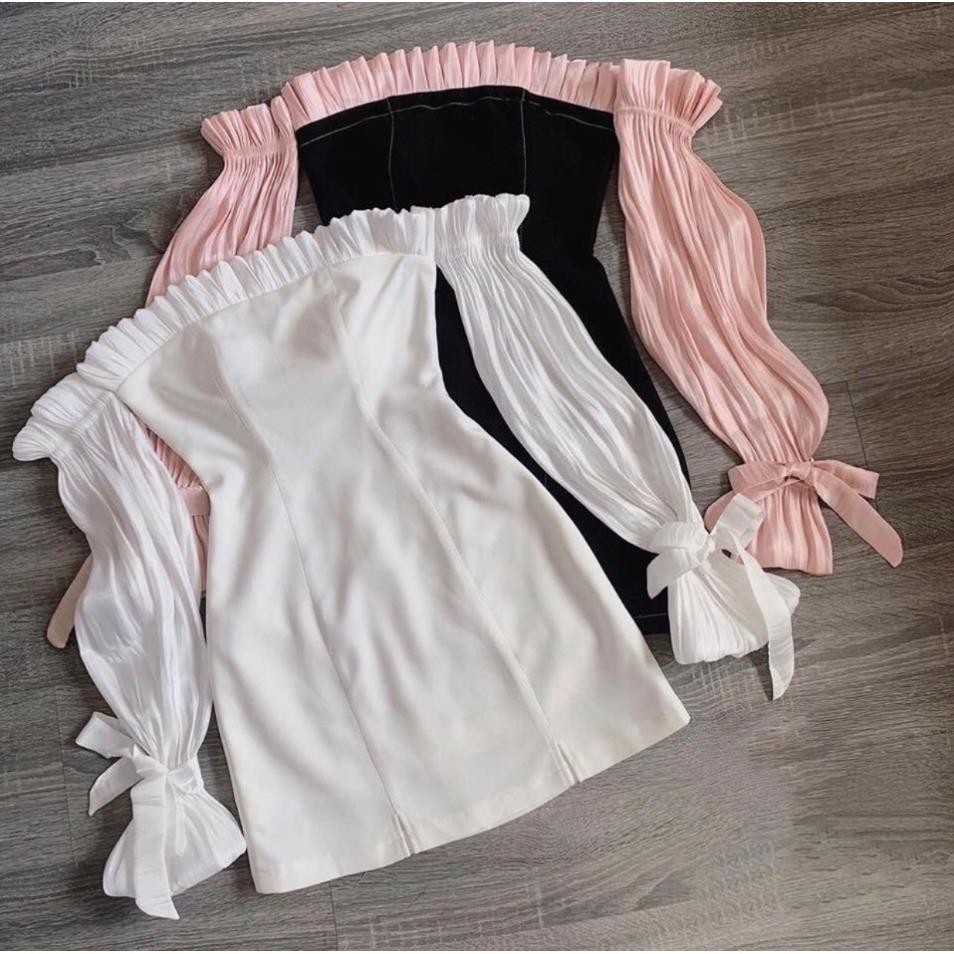 Váy Nữ, Đầm trễ vai dự tiệc tay phối lưới bóng kính siêu hot | BigBuy360 - bigbuy360.vn