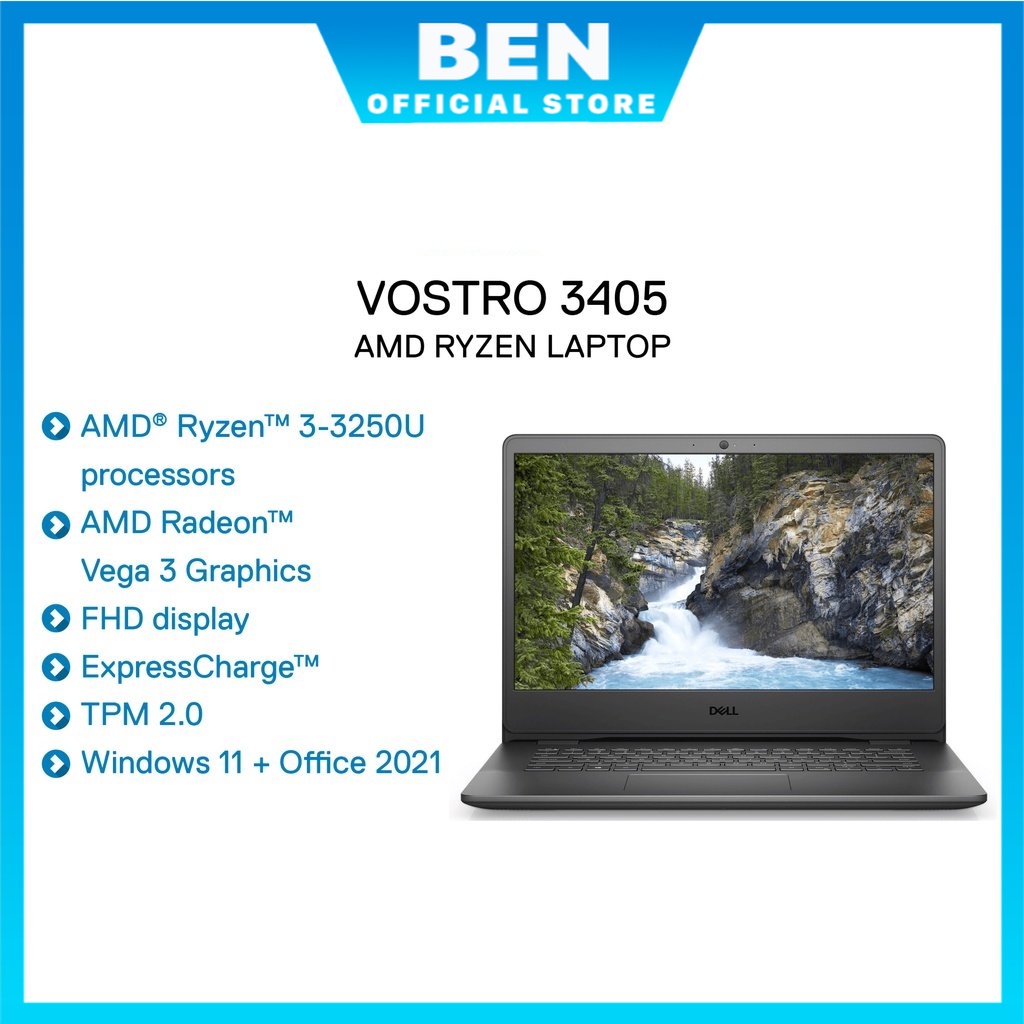 Laptop Dell Vostro 3405 AMD Ryzen 3 3250U,8GB,1TB HDD,14''FHD,W11, Office P132G002ABL