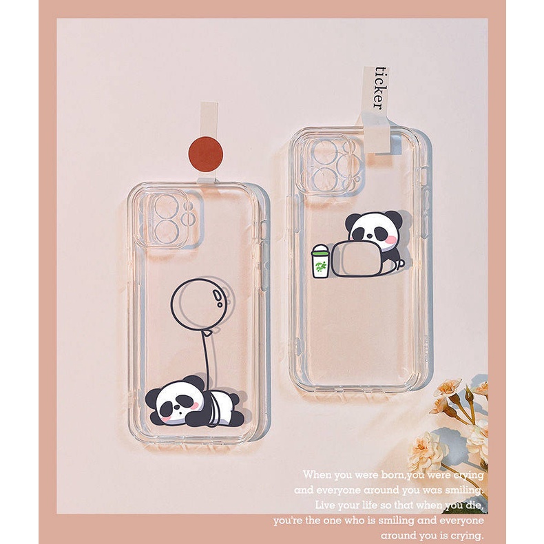Creative Panda Phone Case Iphone12 Apple 13pro Max All-Inclusive 11 Transparent X Soft XR Case 7/8Plus ZsQe