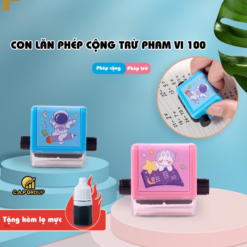 Máy in con dấu lăn tạo phép tính đơn giản ngẫu nhiên cộng trừ mini cho bé học sinh học Toán phạm vi 100 - 0V2