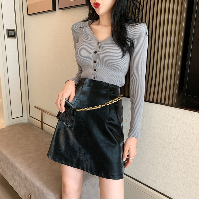 (SẴN ĐEN) CHÂN VÁY DA LƯNG CAO NỮ ULZZANG (TẶNG KÈM TÚI ĐEO LƯNG) | BigBuy360 - bigbuy360.vn