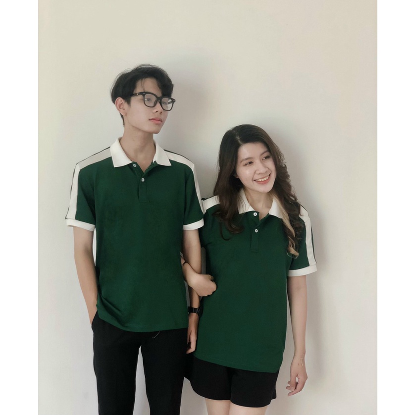 Áo Thun Nữ Cổ Bẻ Chất Cotton Trơn Mềm Mát Phối Sọc Tay Form Chuẩn Mặc Đẹp Tôn Dáng [NEW UNISEX]