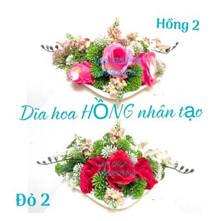 HOA GIẢ - DĨA HOA HỒNG ĐỂ BÀN TRANG TRÍ NHÀ CỬA
