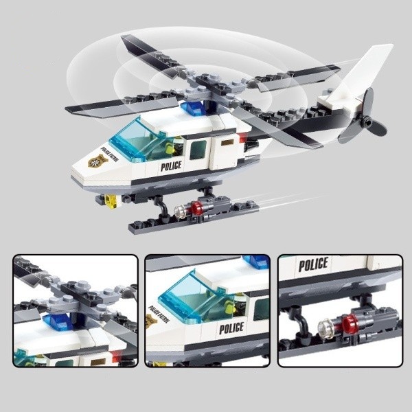 Đồ chơi lắp ráp mô hình máy bay trực thăng cảnh sát 102 chi tiết cho bé 4 5 6 tuổi tập làm quen