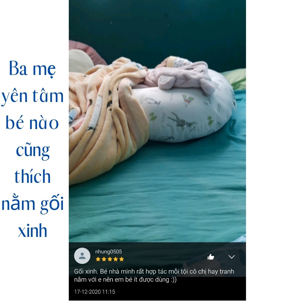 Gối chống trào ngược vải xô muslin cao cấp MERU đệm chống trào ngược sơ sinh