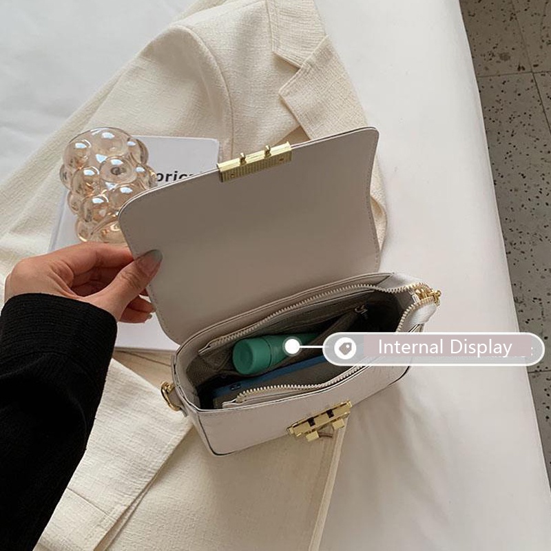 Túi đeo dưới cánh tay IELGY hình vuông cỡ nhỏ phối dây đeo sợi xích thời trang cho nữ