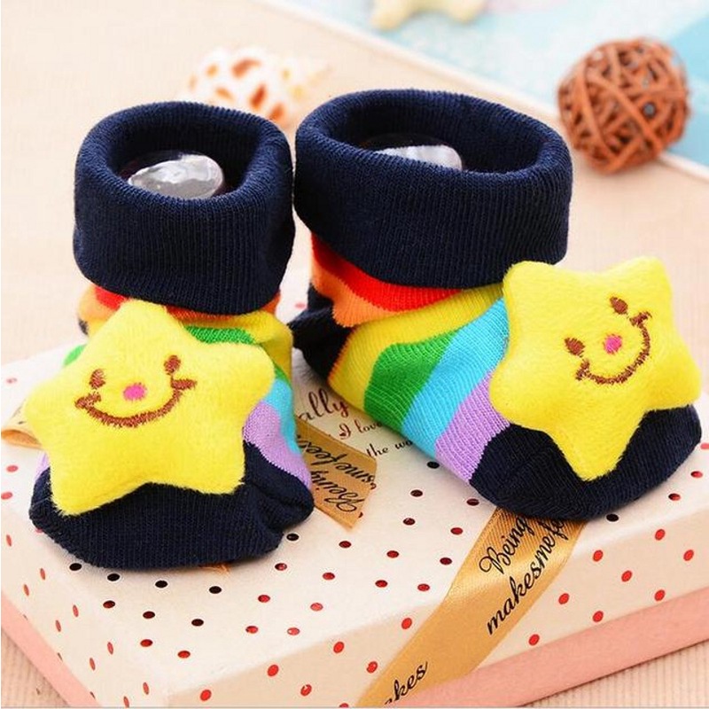 Vớ Cotton Cao Su Mềm Mại Thoáng Khí Chống Trượt In Hình Búp Bê Dễ Thương Cho Bé Sơ Sinh