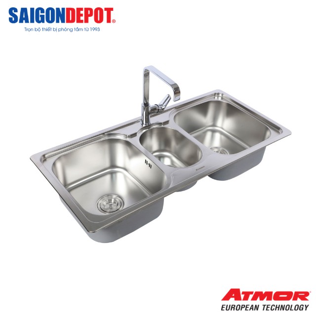 Chậu rửa chén inox 3 hộc ATMOR AT-618 - SaigonDepot