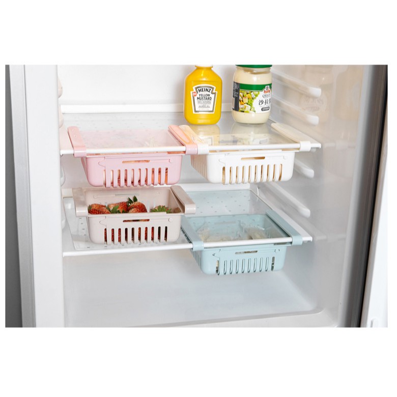 Rổ nhựa tủ lạnh GADO chất liệu nhựa cứng có thể kéo dài đựng đồ ăn rau củ