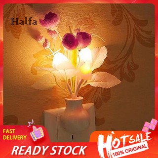 Rxdj☼Đèn ngủ LED hoa Tulip Cảm biến lãng mạn mềm mại Đèn phòng ngủ cho bé Trang trí nội thất