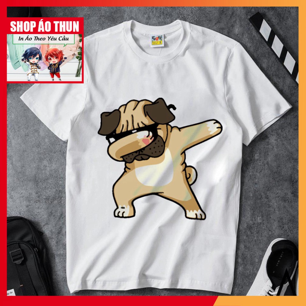 HAI-TSHIRT3  ÁO THUN HOẠT HÌNH CHÓ MẶT XỆ ĐEO KÍNH, ÁO COTTON TAY NGẮN NAM NỮ 01 MỚI