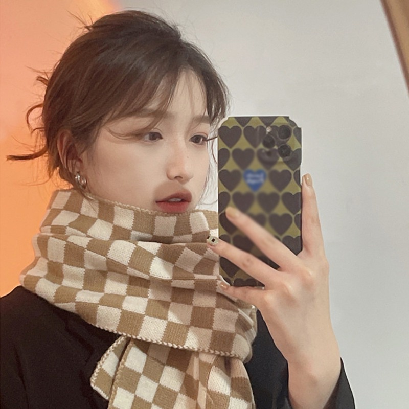 Khăn choàng cổ dệt kim kẻ sọc mềm mại giữ ấm mùa thu đông cho nam và nữ