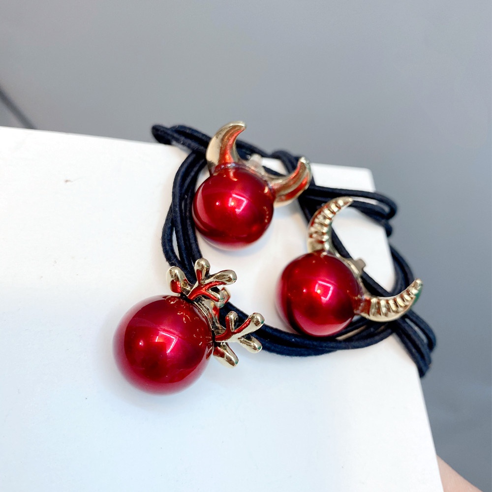 Dây Buộc Tóc Cao Su Co Giãn Đính Sừng Hươu Năm Mới 2022