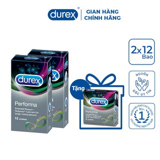Bộ 2 hộp bao cao su Durex Performa + Tặng 1 hộp bao cao su Durex Performa 3 bao