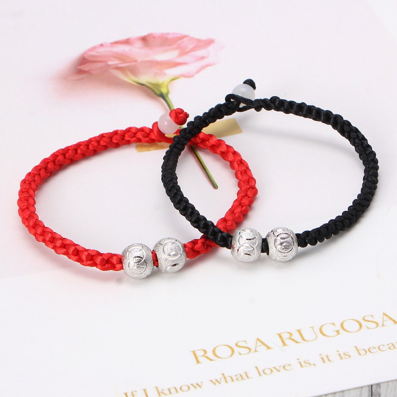 Set 2 vòng tay may mắn màu đỏ/đen