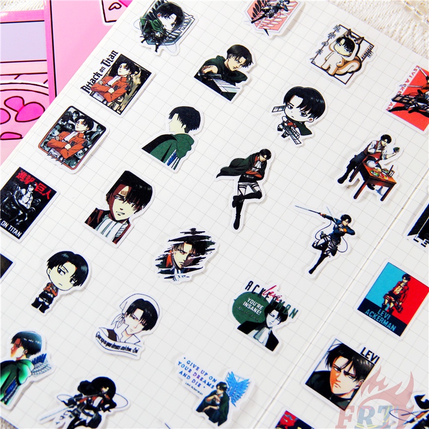 ★★★ Levi·Ackerman Q-2 Attack on Titan Mini Diary Manual Stickers ★★★ 50pcs/set DIY Fashion Album Decor Stickers（Size：2~3cm）