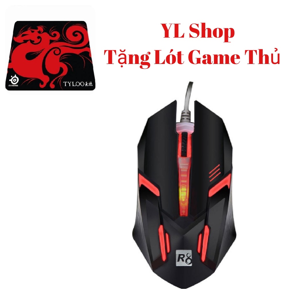 CHUỘT GAME THỦ R8 LED ĐA MÀU CỰC NHẠY DI CỰC CHUẨN XÁC (tặng kèm lót game thủ)