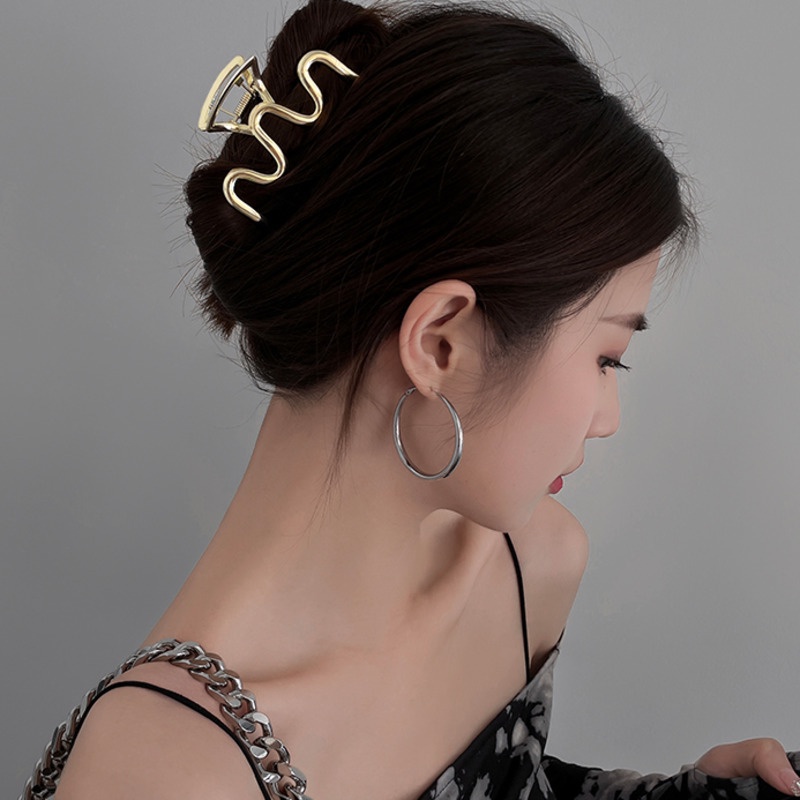 Kẹp Tóc Kim Loại Kiểu Gợn Sóng Gắn Lưng Đơn Giản Chất Lượng Cao Phong Cách Hàn Quốc Dành Cho Nữ