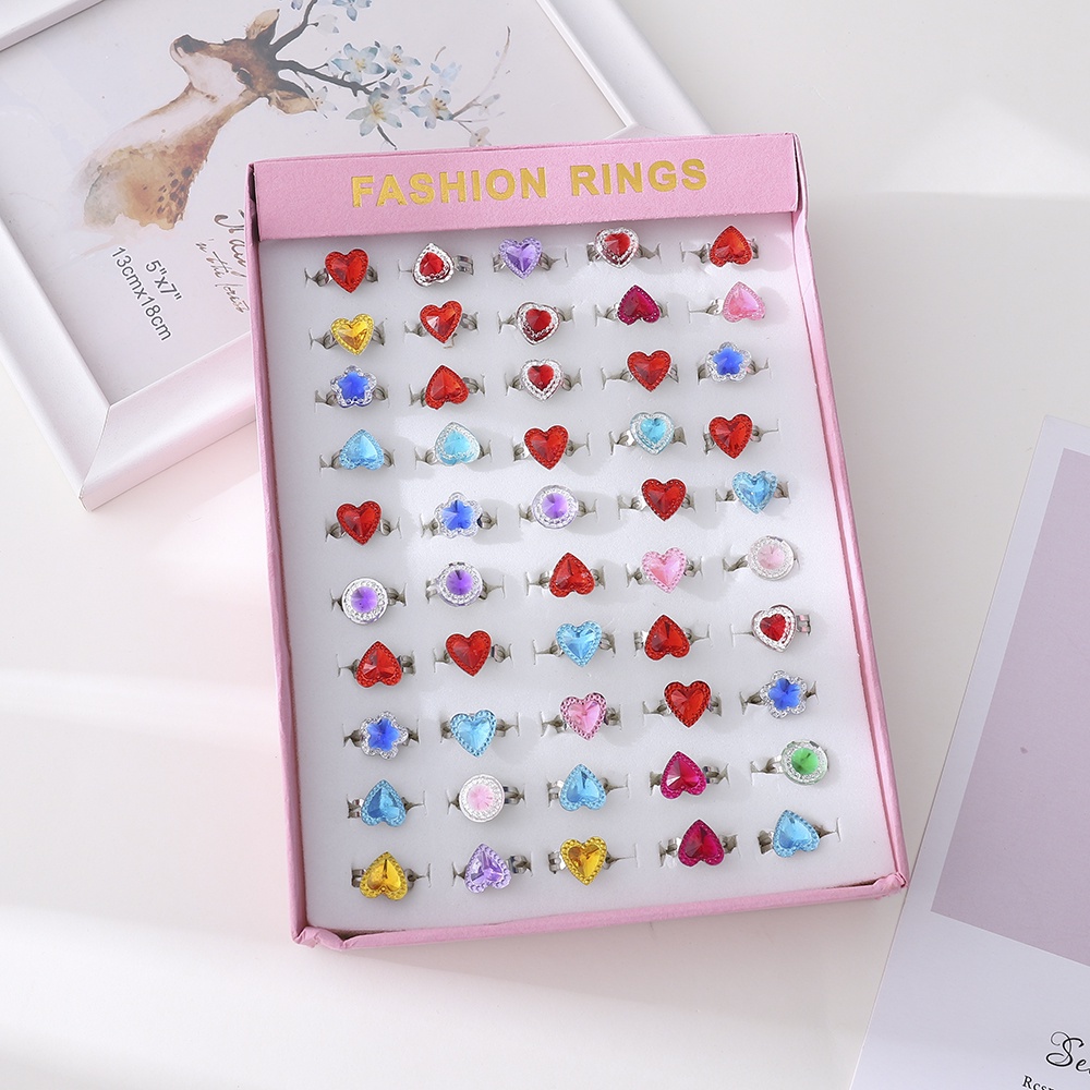 Bộ 50 Nhẫn Hoạt Hình Có Thể Điều Chỉnh Kích Cỡ Cho Bé Gái