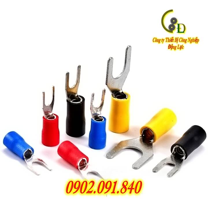 Đầu cos dây điện chữ Y bọc nhựa SV 3.5, đầu cốt chỉa đồng bấm dây 4mm, cosse  nối điện V đấu ắc quy