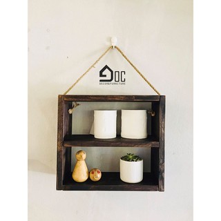 Kệ gỗ decor, trang trí treo tường 2 ngăn độc đáo, mộc mạc