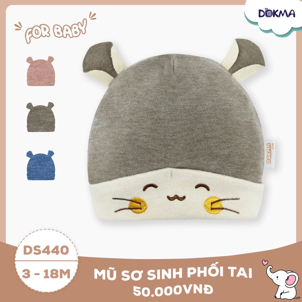 DS440 Mũ sơ sinh phối tai bé trai/ bé gái Dokma  - lưu ý bảng size