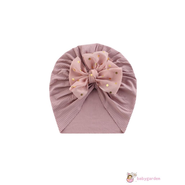 Mũ turban trùm đầu dệt kim đính nơ trang trí phụ kiện cho bé sơ sinh