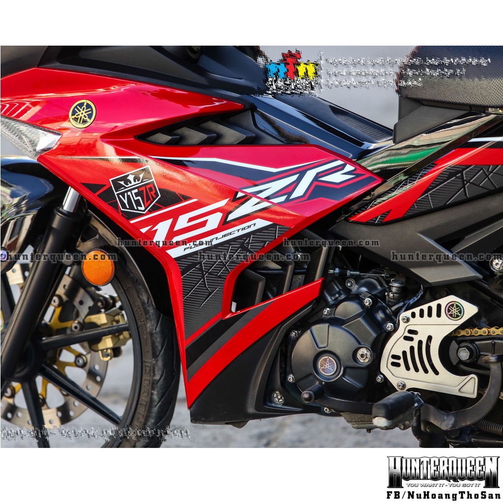 Tem rời in UV cao cấp, Y15ZR thịnh hành 2022. Dán xe Exciter 150 màu đỏ đen. Không bay màu, kích thước chuẩn