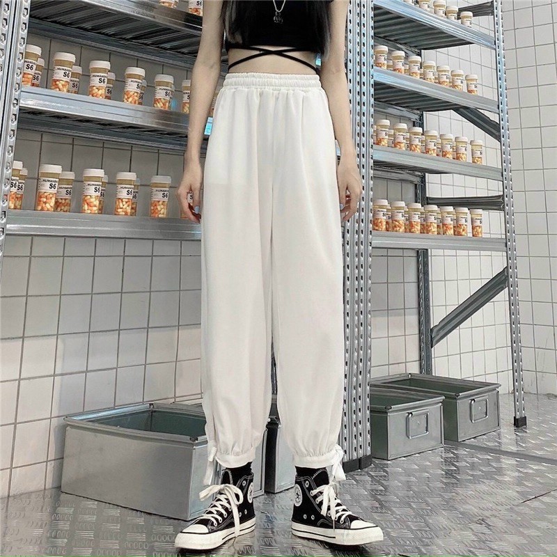 Quần jogger bo chân thắt nơ, kèm ảnh thật treo sào