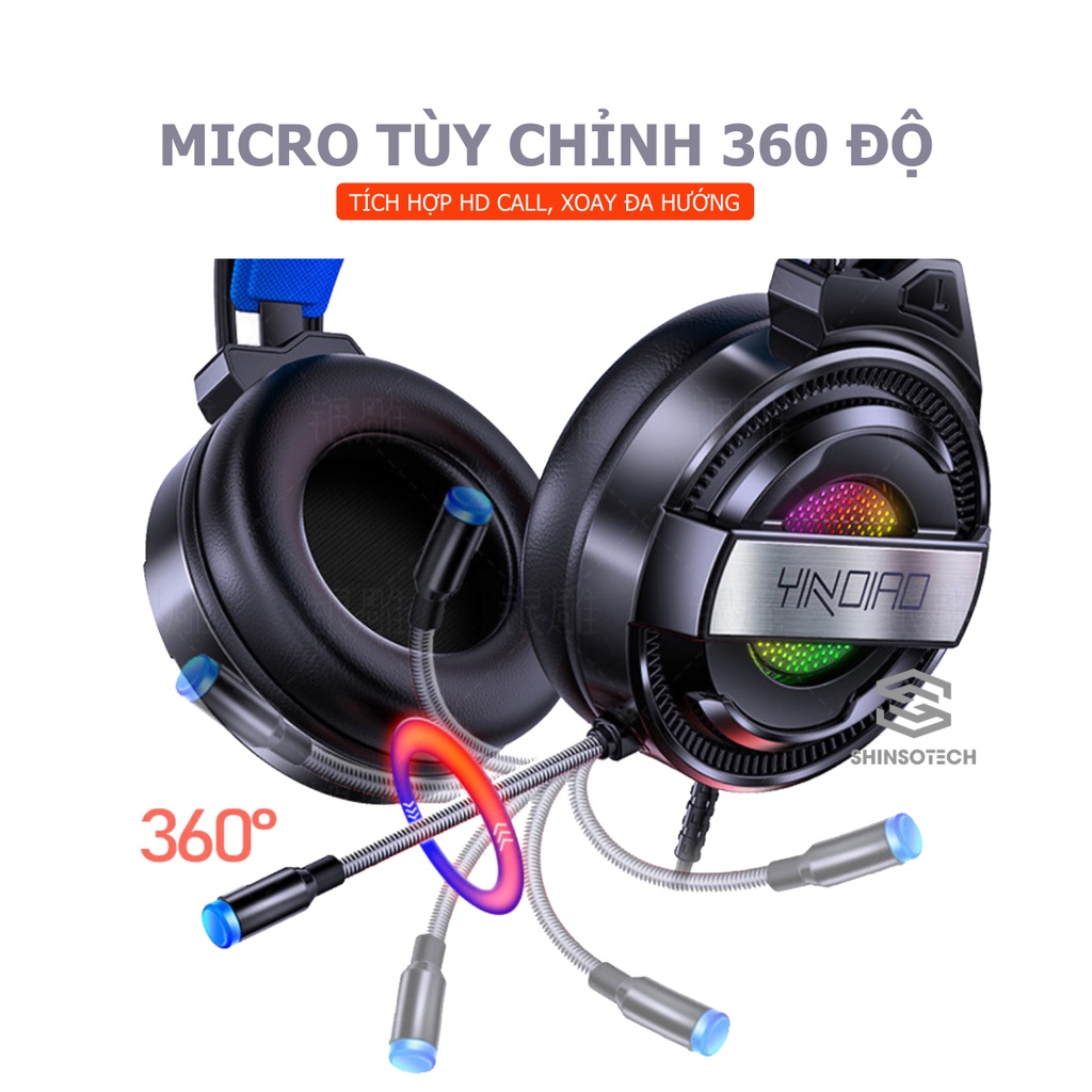Tai nghe chụp tai gaming Esport SHINSOTECH Q3 âm thanh stereo chất lượng chống ồn có micro - Hàng chính hãng