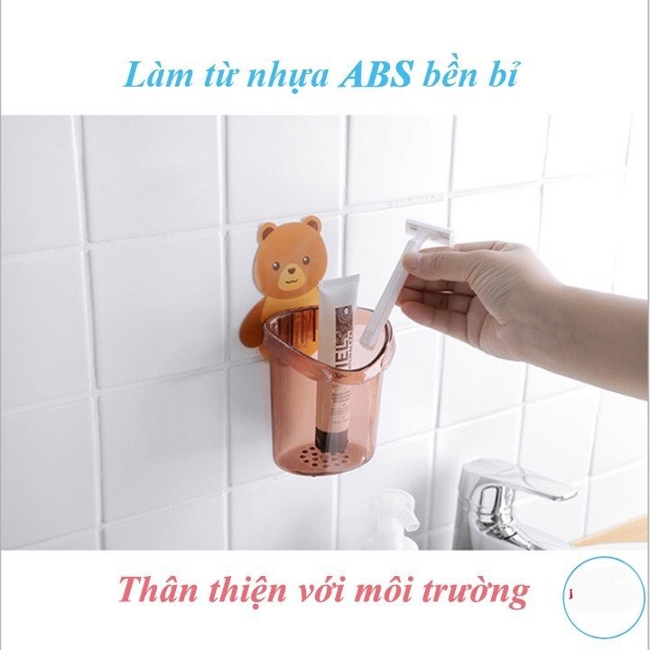 [SET 2] Cốc Đựng Bàn Chải, Kem Đánh Răng Cute Hình Gấu Gắn Tường 88183 Korea Store