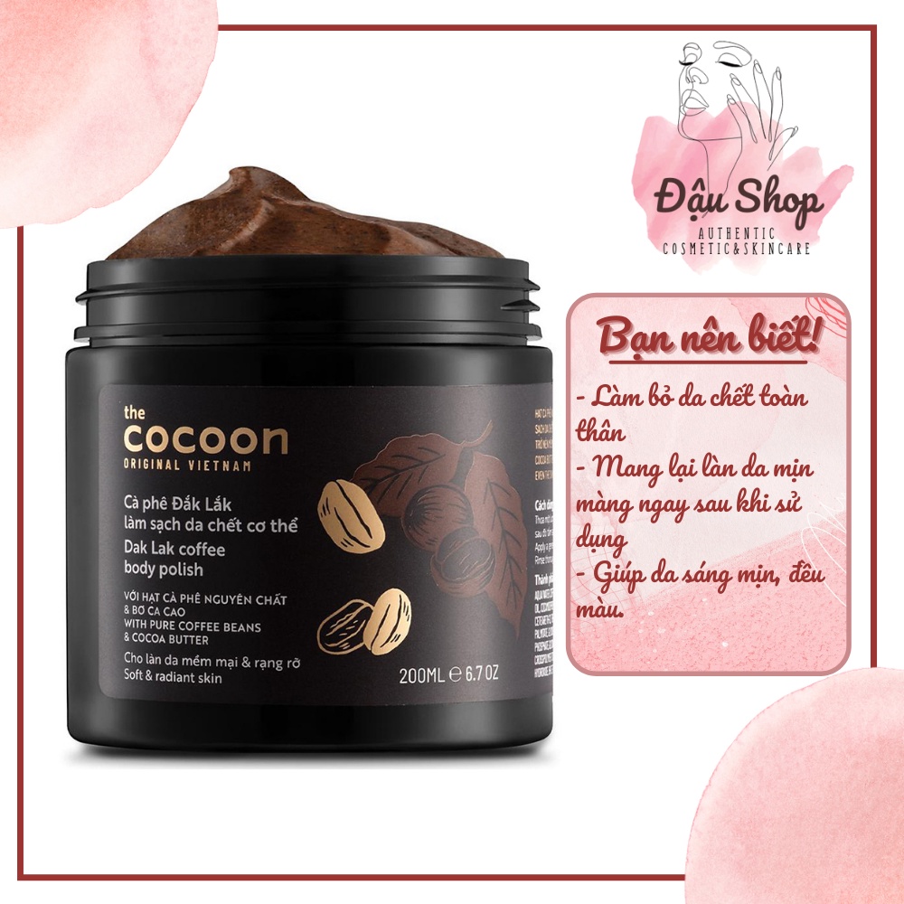 Cà phê Đắk lắk làm sạch da chết COCOON 200ml