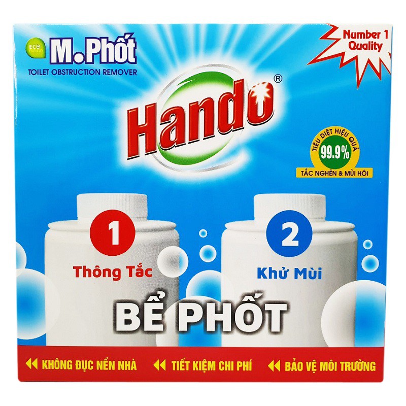 Thông tắc khử mùi bể phốt Hando 860g (1 thông tắc +1 khử mửi)