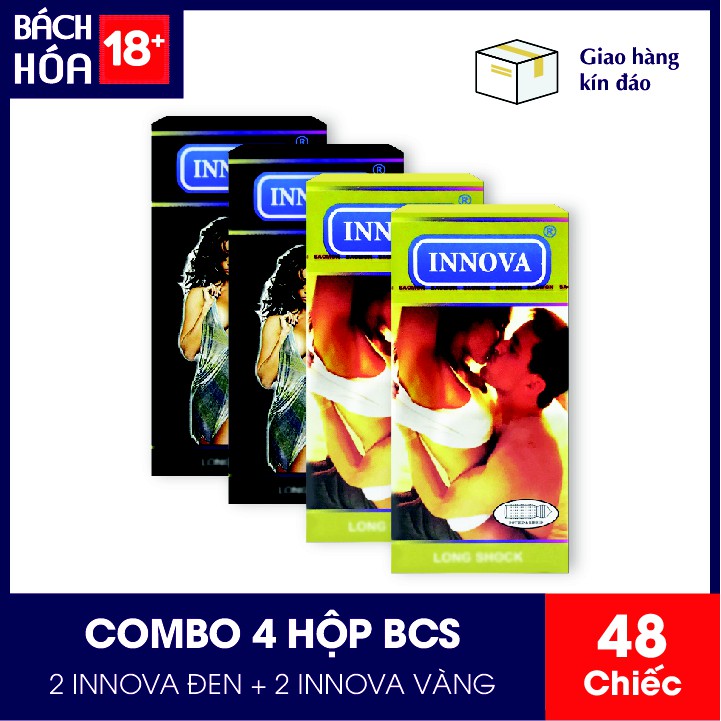 COMBO 2 HỘP BAO CAO SU INNOVA VÀNG VÀ 2 HỘP BAO CAO SU INNOVA ĐEN