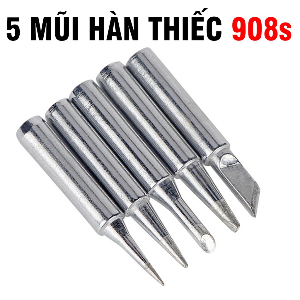 Bộ 5 mũi hàn thiếc cho mỏ hàn thiếc 908 bằng đồng cao cấp