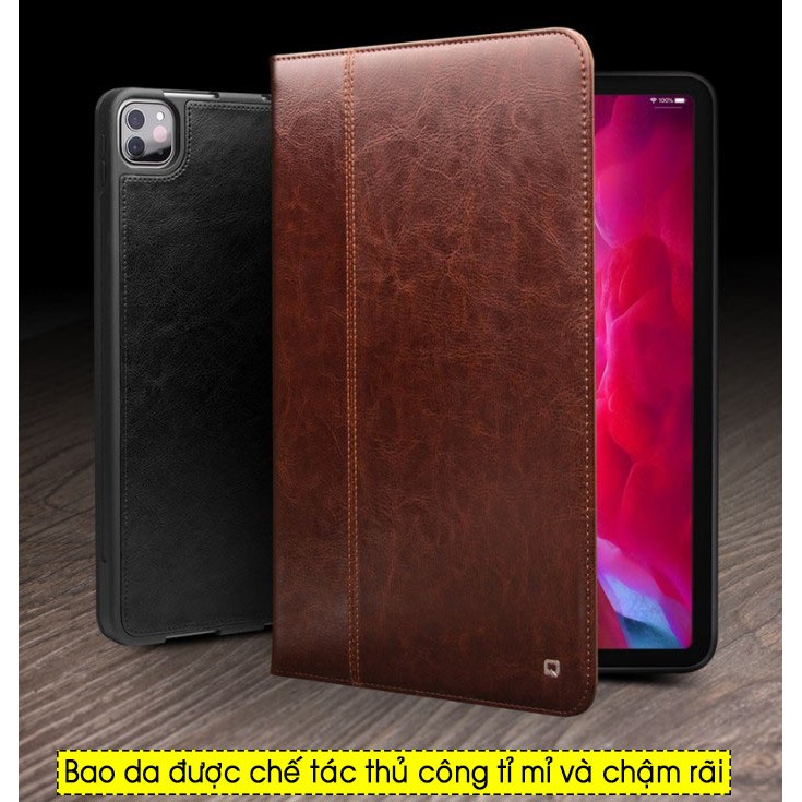 [Mã 273ELHA100K0 hoàn 7% đơn 500K] Bao da iPad Pro 11 2020 / 2021 Qlino Wallet da bò thật - Hàng Chính Hãng.