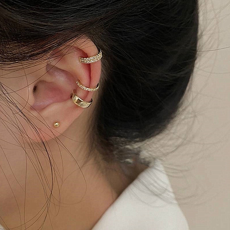 Khuyên Kẹp Vành Tai Hình Bướm Bằng Kim Loại Đính Đá Zircon Lấp Lánh Thời Trang Kiểu Pháp
