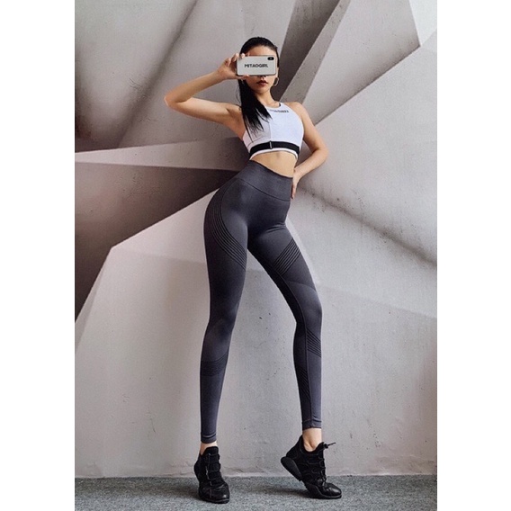 Quần tập gym , quần thể thao nữ phối kẻ chéo