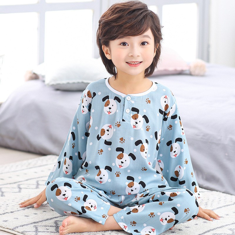 Bộ đồ ngủ vải cotton tay lửng dễ thương cho bé gái