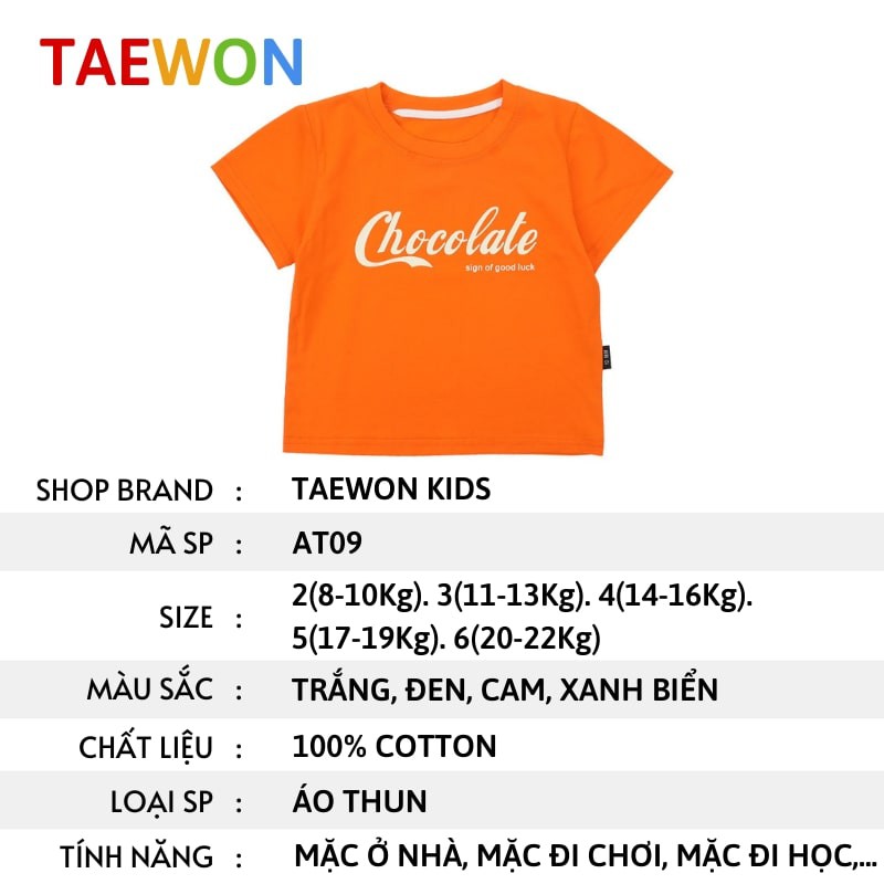 Áo phông cộc tay trẻ em Hàn Quốc xuất xịn bé trai bé gái từ 1 đến 6 tuổi Taewon Kids AT09