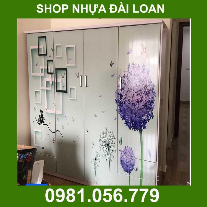 Tủ nhựa đựng quần áo 4 cánh in 3D VTL04_17