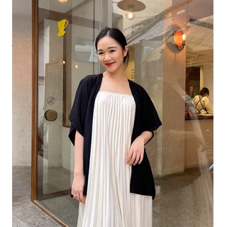 Olv - áo khoác black plain kimono coat