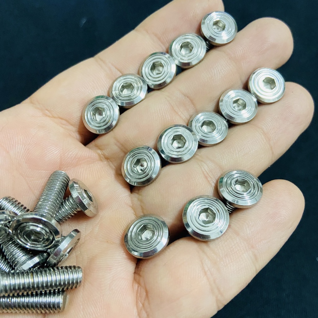 Ốc inox 6ly20 mẫu THÁI V2 mẫu đơn giản sáng bóng lắp dàn áo các loại xe máy HONDA, YAMAHA, SUZUKI