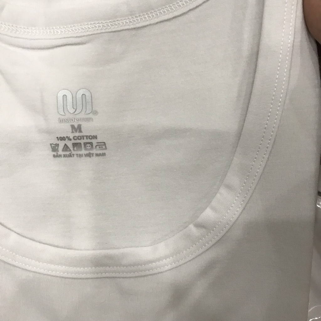 Áo ba lỗ, áo lót nam INSIDEMEN màu trắng siêu thấm hút mồ hôi,  100% cotton an toàn nhẹ dịu cho da - IC21