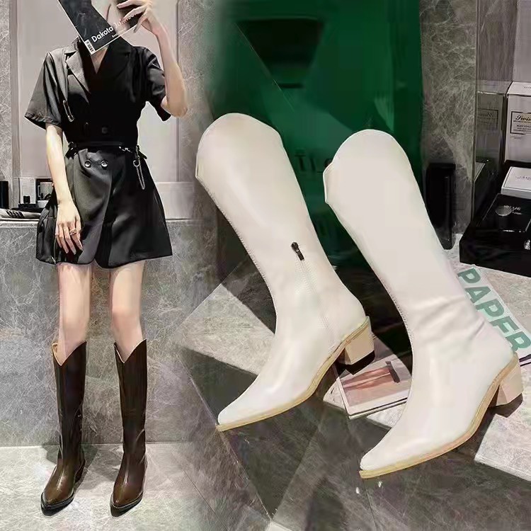 Giày boots nữ, boot cao cổ, bốt đùi da cao cấp kiểu dáng hiện đại gót thấp trẻ trung