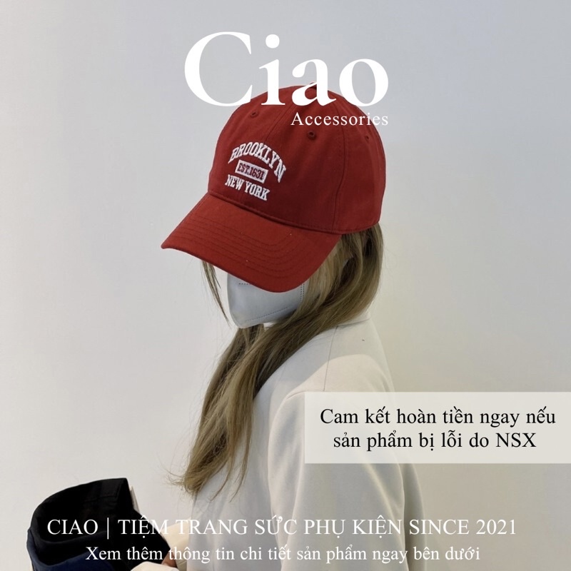[HOẢ TỐC 1H] Nón/ Mũ vành thiết kế chữ thêu nổi trẻ trung năng động đơn giản Brooklyn Ciao